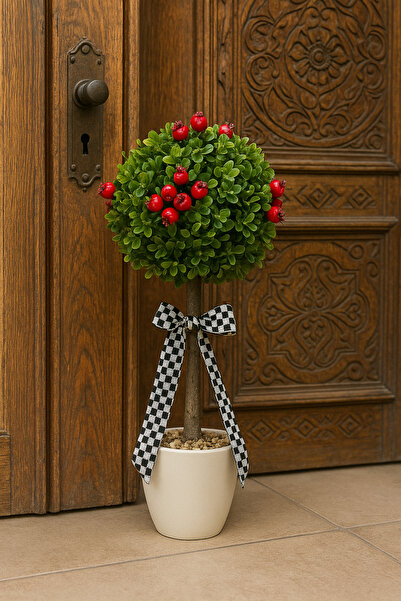 Marrone Kokinalı Top Şimşir Kapı Süsü 50 cm