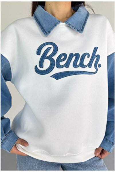 CCTWEAR Jean Detailed Shirt Collar Sweatshirt