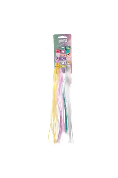 OEM Metal Hair Clips with 3D Animals of Different Colors & Colored Strands - 6pcs
