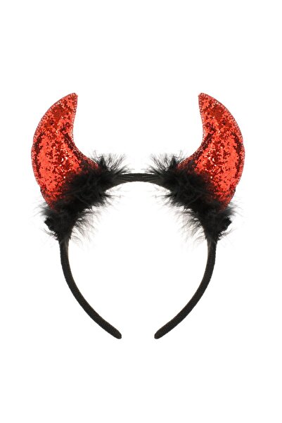 OEM Κορώνα Διαβόλου για το Χάλογουιν με κόκκινο γκλίτερ και μαύρα φτερά