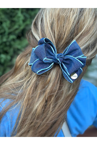 QUEEN AKSESUAR Special Series Design Luxury Denim Fabric Bow Automatic Buckle School Female Child