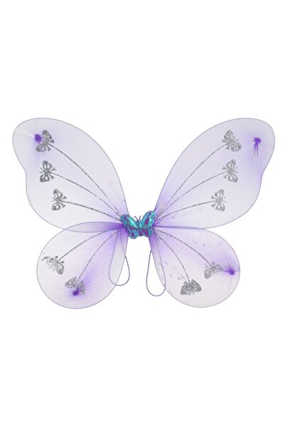 OEM Λιλά Φτερά Πεταλούδας για Μεταμφίεση με Ασημί Γκλίτερ Ολογραφική Πεταλούδ...