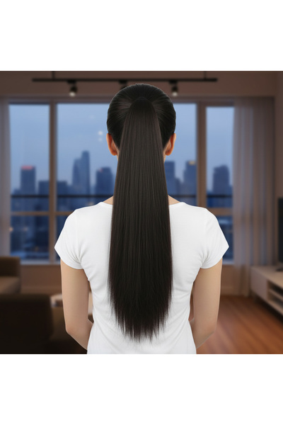 Afrodit Giyim ذيل حصان مستقيم بإبزيم / بني