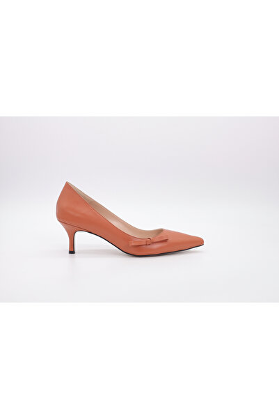 wanita milano Kadın Deri Orta Topuklu İnce Burun Fiyonk Detaylı Klasik Stilet...