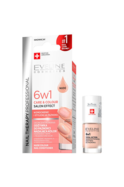 Eveline Cosmetics 6'sı 1 Arada Konsantre Tırnak Terapisi Bakım ve NUDE Renk 5 ml