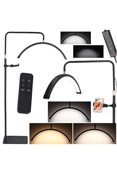 CIUPIGo Lampa Profesionala Cosmetica Semiluna LED 40W, lumina reglabila (3000K-7000K), inaltime ajustabila