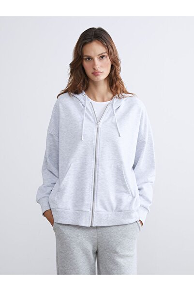 LC Waikiki Hooded Oversize Women's Zippered Sweatshirt
