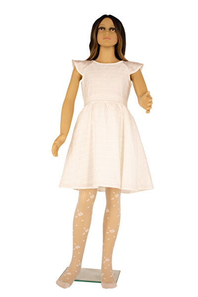 PETRA-ELISA Children's Lycra 20 Den Leotard with Serena pattern, White, 6-9 years