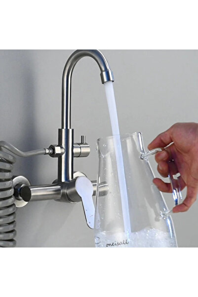 BisDesign ® Kitchen/Bathroom Sink Faucet, 2 Flow with Pull-out Shower, Nickel-Plated Chrome, 36 cm