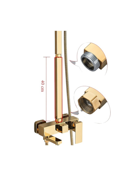 BisDesign Extensie coloană de duș ®, finisaj auriu mat, dimensiune 40 cm