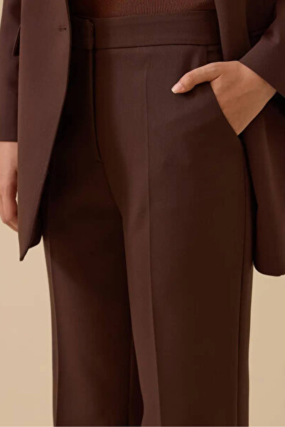 SEÇİL Kadın İspanyol Paça Klasik Pantolon - Kahverengi