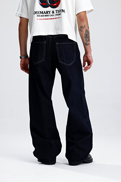 ATE STUDIOS ATE Basic Lacivert Baggy Kot Pantolon