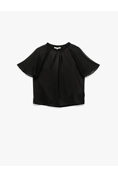 Koton Tulle Short Watermelon Sleeve Crew Neck Blouse