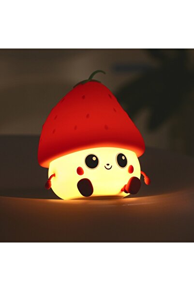 Flippy Kids Night Light, Silicone Strawberry, Touch Sensor, Warm Eye-Friendly Light, USB, 1200mAh, R