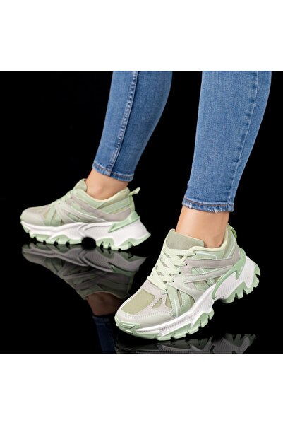 Modlet.ro Women's green and grey chunky sole sports shoes MOD09787