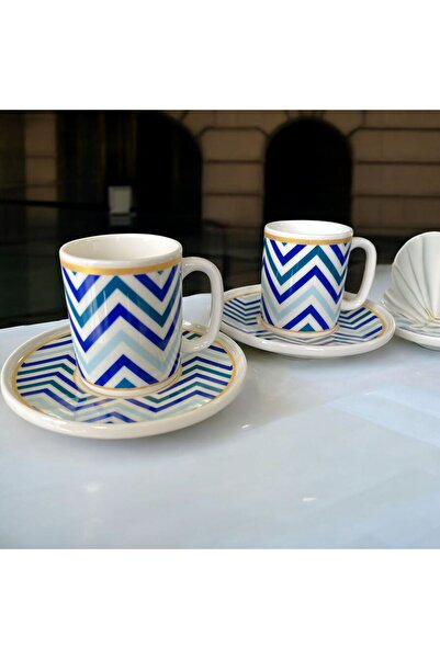 Turkuaz Porselen Vera Porcelain 4 Piece Set of 2 Coffee Cups 100 ml Classic