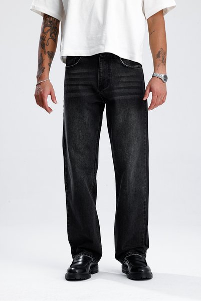 ATE STUDIOS Relaxed Fit Premium Washed Black Jeans