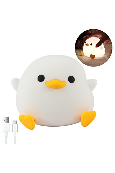 Flippy Silicone Children's Night Light - Duck, Touch Sensor, Warm Light, Auto Timer, USB, 800mAh, Wh