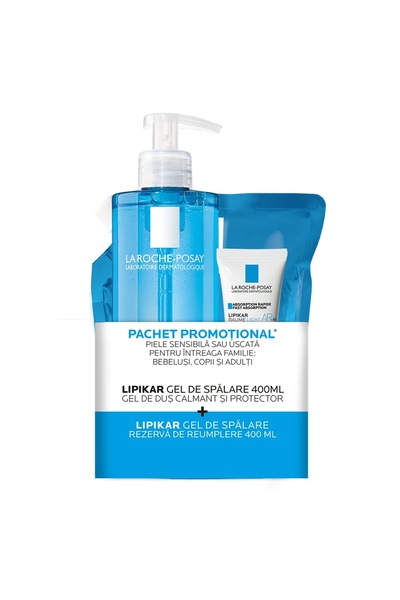 La Roche Posay La Roche-Posay Lipikar Soothing Shower Gel, 400ml + Refill, 400ml + Light AP+M Conditioner, 15ml