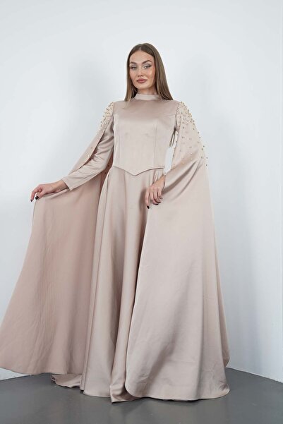 Niessa Butik Marko Kumaş Pelerin Taşlı Abiye