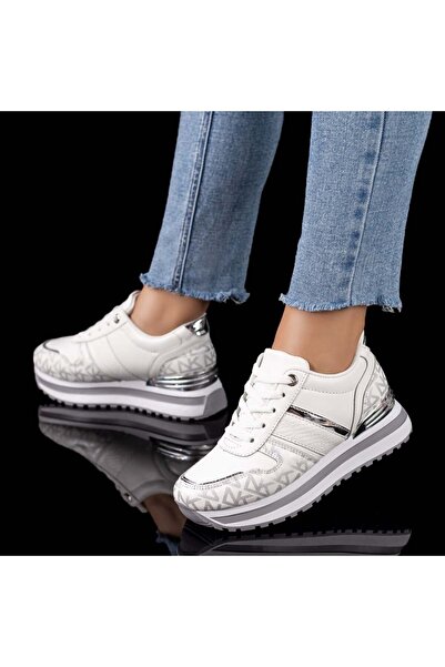 Modlet.ro Pantofi sport albi și argintii pentru femei MOD09595