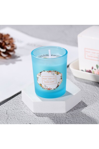 Flippy Scented Candle, Flippy, Blue Glass Model, Lime and Basil Aroma, Soy Wax, 6.2 x 5.2 cm, Blue