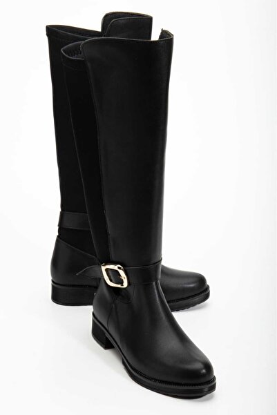 Lolo Life Cizme negre pentru femei, din material submersibil, cu talpă termică, cu detaliu cu cataramă