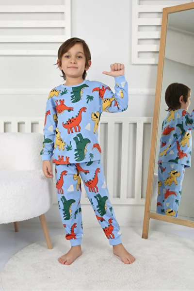 İsobel Kids Pajamas with Dinosaurs, Blue, 100% Cotton