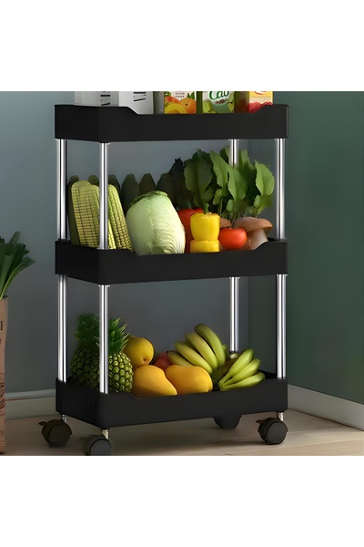 Other Shelving, bathroom, kitchen cabinet, mobile, with wheels, 3 levels, hooks