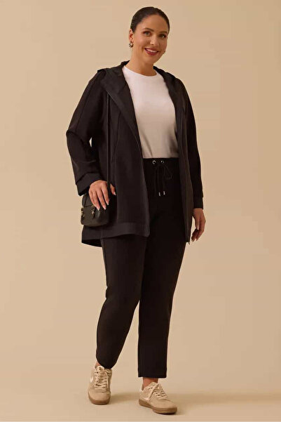 Galaxie Women's Plus Size Lace-Up Ankle-Length Pants - Black