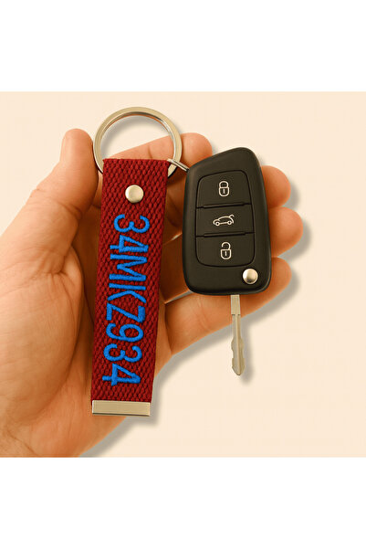 Tesbihane Çelik Tokalı - Kişiye Özel Anahtarlık - Bordo Renk - Dayanıklı Kuma...