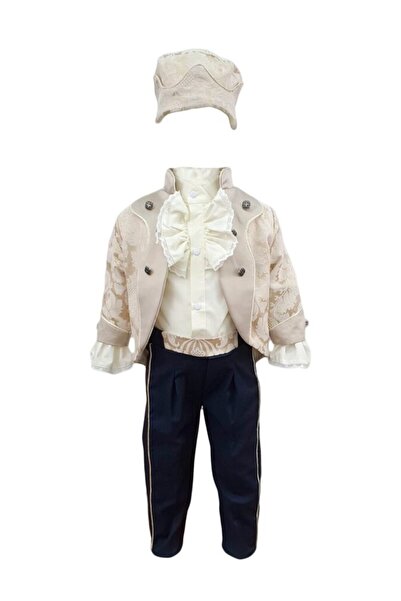 fantasialand Baptism Suit Model Micul Print Cream and Navy