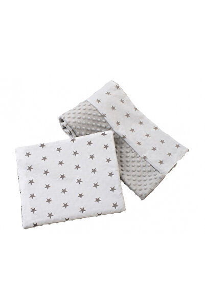 Nichiduta Set paturica 75x100 cm si perna 35x30 cm Minky Stars Grey