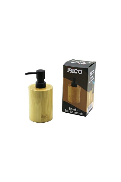 Go İthalat وعاء صابون سائل دائري من الخشب والبامبو مع مضخة بلاستيكية سوداء، ا...