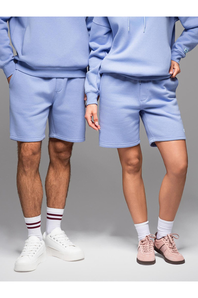 OMBRE Unisex teplákové kraťasy se stahovací šňůrkou v pase - levandulové V9 OU-SRBC-0101 XL/XXL