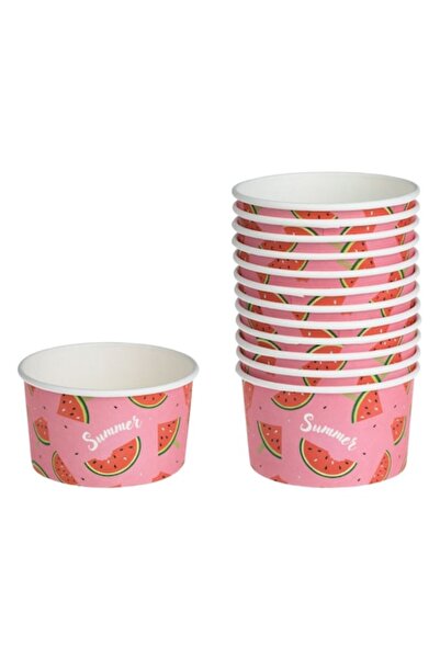 SHOPIENS Комплект от 12 картонени купички за сладолед Shopiens с шарка диня и...