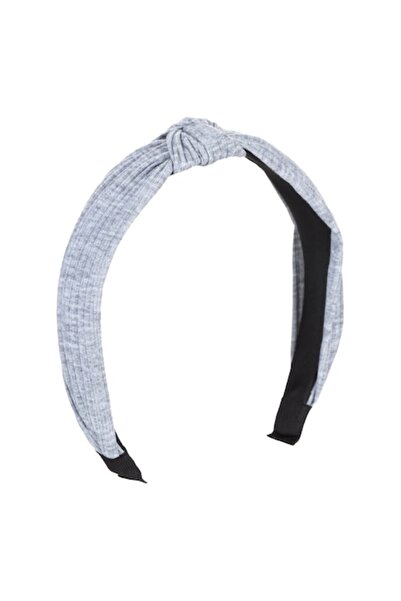 SHOPIENS Hair crown for women Shopiens®, 3.5 cm wide, gray ribbed fabric with knot