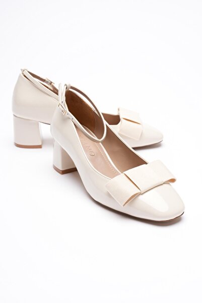 Mubiano Pantofi din piele de damă cu fundă și bară, cu toc gros, 5 cm, piele ...