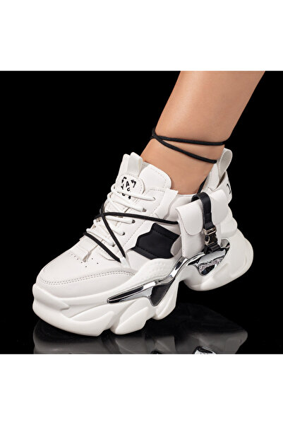 BMoD Women's white and black sneakers with a removable accessory MOD09902