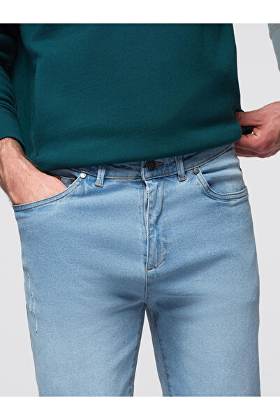 OMBRE Ανδρικό τζιν παντελόνι JOGGERS με κλασικό επίδεσμο - ανοιχτό μπλε V1 OM-PADJ-0265 XL