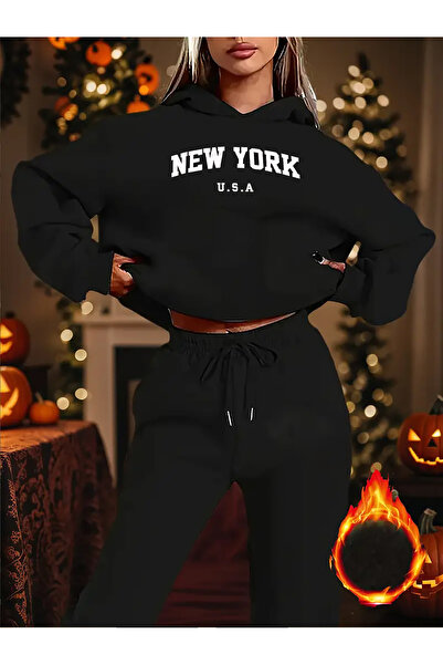 Lider Leather Γυναικείο Σετ Φόρμας 2 τεμαχίων με Στάμπα και Κουκούλα – Φούτερ...