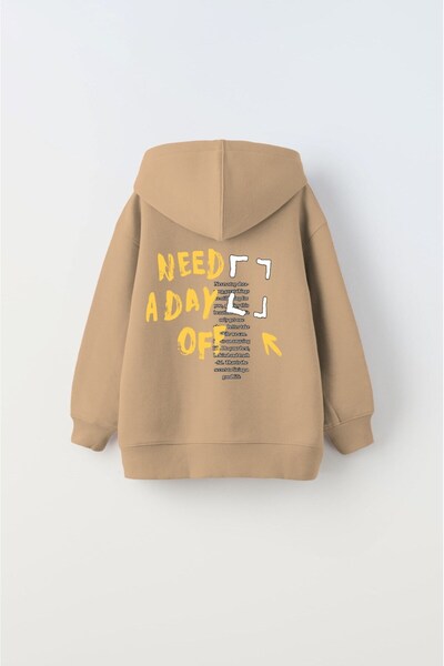 The Champ Clothing Παιδικό φούτερ με κουκούλα Oversize Great Day Coming με στάμπα μπεζ – Φλις με κουκούλα, 3 κλωστές