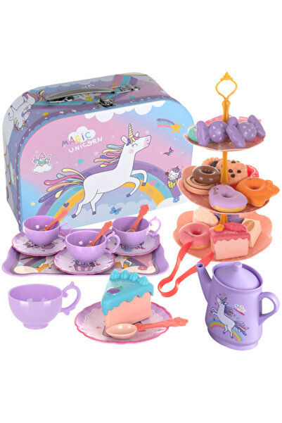 zola Set de ceai pentru copii, Zola, 21 prajituri, accesorii, valiza, multicolore