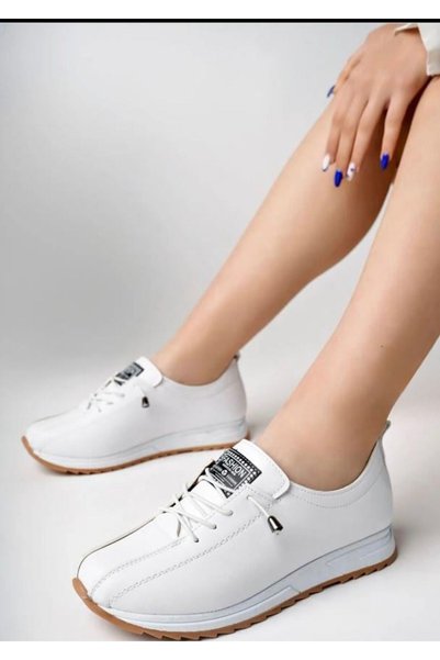 HT FREEDOM Orthopedic Sole Daily Soft Women's Faux Leather Shoes Cream Sneakers