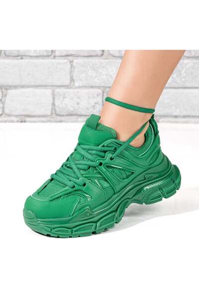 Modlet.ro Pantofi sport verzi cu șireturi și talpă groasă pentru femei MOD09903