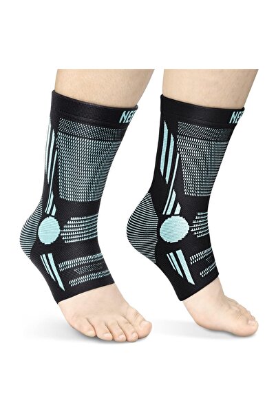 Neenca Set de 2 colanți de compresie pentru gleznă, textil, negru/albastru de...