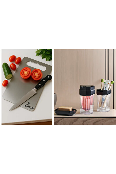Lilasso Stainless Steel Cutting Board and Bathroom Set
