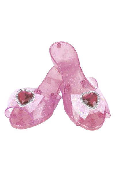 OEM Pink Children's Shoes Toy with Silver Glitter & Heart Bow - 1 pair