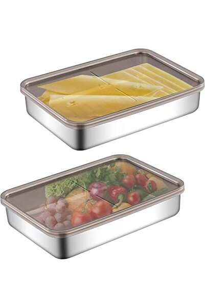 Generic مجموعة من علبتي طعام بارد للثلاجة من كيڤين، قابلة للتكديس، حاويات تخز...