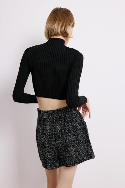 rue Pens Detaylı Siyah Tüvit Şort